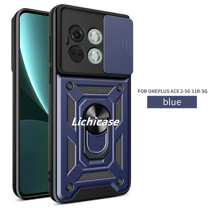 Lichicase Push Pull Camera Slide Lens Cover Funda con soporte a prueba de golpes para OnePlus Ace3 5G Accesorios para teléfonos móviles