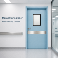 DUSHI Porte médicale battante manuelle personnalisable avec stores intégrés, en acier inoxydable, antibactérienne, hermétique, conception pour salle blanche, extérieur