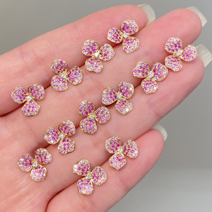 อาซูโอ 18K ทองคำขาวแท้ ประดับด้วยแซฟไฟร์ธรรมชาติ เพชร รูปดอกไม้ ต่างหูแบบติดหู ของขวัญสำหรับผู้หญิง งานหมั้น งานแต่งงาน งานเลี้ยง ความรัก - Product Image 2