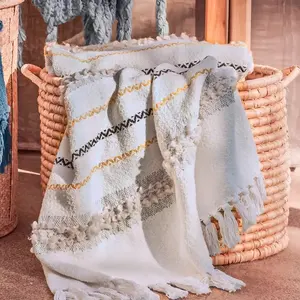 ผ้าทอผ้าห่มสีเบจ0.90x1.50เมตรผ้า vianney ออกแบบ mombai สีเบจ - Product Image 4