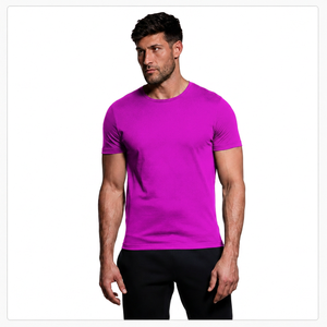 Camiseta de Manga Corta para Hombre, Cuello Redondo, Color Sólido, Tejido de Punto, Corte Ajustado, Estilo Casual - Product Image 5