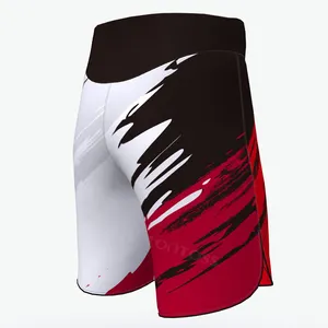 Shorts de combate em tecido de poliéster durável, estirados em 4 maneiras, impressão por sublimação, shorts personalizados para MMA, de boa qualidade