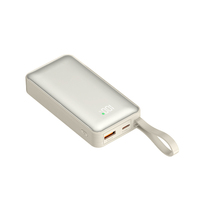 Batterie externe haute capacité 22,5 W pour camping en extérieur avec affichage numérique LED, poignée en corde, charge rapide, 10000 mAh, avec câble