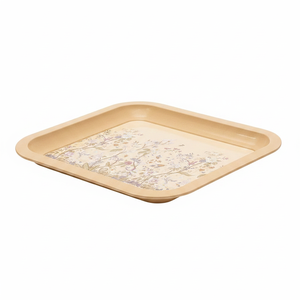 Kontensan EE1612E 233x307mm Rectangular Metal Tray with Floral Design in Pastel Yellow Made in Turkey - Product Image 2