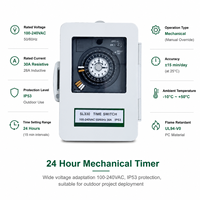 Tahan Air IP53 24 Jam Dapat Diprogram Secara Harian Mekanis Bertenaga Baterai AC 100V-240V 50/60Hz 30A Timer Switch Relay TB388-R CE