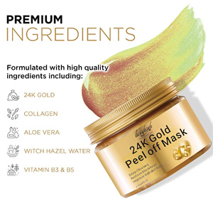 Limpieza profunda 24K Lámina <span class=keywords><strong>de</strong></span> oro Colágeno facial Peel Off Máscara <span class=keywords><strong>de</strong></span> belleza Lightening Tea Tree and Witch Hazel Peel Off Mask - Product Image 4
