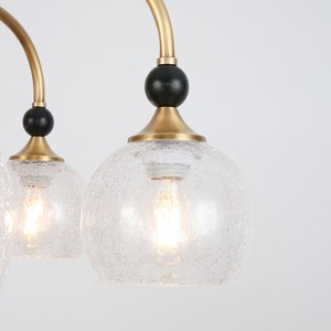 Retro American & French Style Copper Chandelier Amber Glass ceiling <b>Light</b> Base Adjustable Height for Living <b>Dining</b> Room - Product Image 5