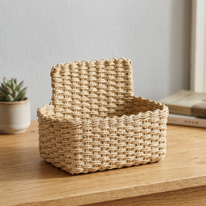 Panier de rangement rectangulaire en rotin naturel 3 en 1 - Organisateur artisanal écologique pour la décoration de la maison - Product Image 2
