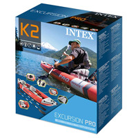INTEX 68303 PVC Excursion Pro Kayak gonflable siège réglable bateau de pêche avec supports de canne à pêche avirons en aluminium 86 pouces