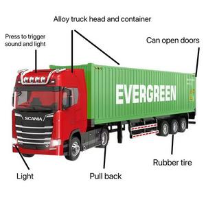متوفر في المخزون نموذج شاحنة مصبوب بمقياس 1/50، لعبة سيارة نقل ثقيلة، آلية سحب للخلف، حاوية مصنوعة بالكامل من خليط معدني للأولاد - Product Image 3
