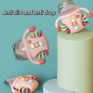 Jinming Musique éducative Anneau de dentition apaisant et hochet Bouteille de lait Nouveau-né Biberon Puzzle Jouets sensoriels - Product Image 6