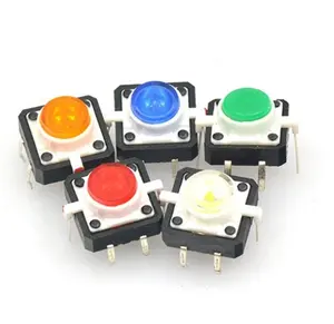 Ban Đầu Dọc đầy màu sắc LED 12*12 4 pin push button Micro chuyển LED ánh sáng 250V