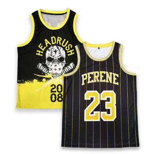 Chemises de basket-ball personnalisées, broderie par sublimation, motif rayé, maillot de basket-ball respirant pour hommes - Product Image 1