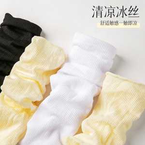 <b>Women</b> Mid Calf Ice Silk <b>Socks</b> Ultra Thin Breathable Sweat Absorbent Solid Color Casual <b>Socks</b> - Product Image 5