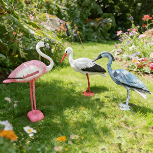 Décoy de chasse aux oiseaux en plastique PE, double pose, cou courbé rose, avec piquet à longue jambe pour attraper les oiseaux aquatiques en extérieur - Product Image 4
