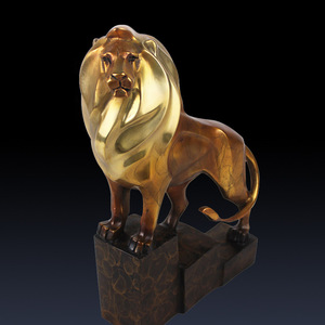 Brass Lion Figurine Golden Bronze Office Desk Decoration Gift Creative Art Sculpture - Product Image 4
