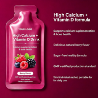 Sachet liquide personnalisé de vitamine D riche en calcium, format stick 15 ml, soutien à la santé osseuse, formule pour tous les âges 3+, personnalisation de l'emballage