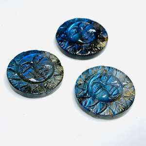 Piedra preciosa tallada con forma de cara de labradorita Natural 100%-Talla de forma de cara de 25mm, piedra preciosa tallada para joyería - Product Image 1