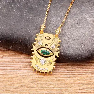 Collier pendentif mauvais œil turc pour femmes, couleur or, tendance, tour de cou, bijoux porte-bonheur esthétique en Zircon