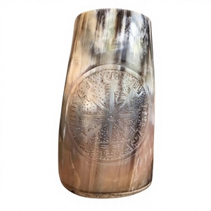 Mug en corne écologique de 400 ml, style américain, gravé à la main, avec couvercle en bambou, léger et portable pour le camping – Vente en gros - Product Image 4