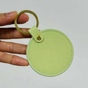 Porte-clés rond en cuir véritable de luxe, style logo personnalisé pour la Saint-Valentin/Fête des Mères/Fête des Pères - Product Image 5