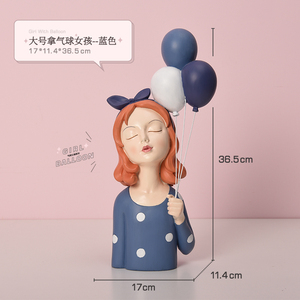 Scultura in Resina Ragazza Sognante con Palloncini - Statua d'Arte Moderna per Cameretta, Soggiorno, Giardino, Veranda e Decorazione Regalo - Product Image 5