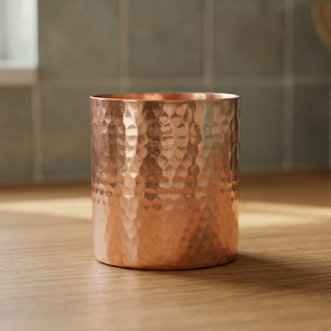 Pot à bougie en cuivre massif martelé à la main, finition brillante, pot à bougie en cuivre de luxe pour cadeau, fête, mariage et décoration intérieure - Product Image 1