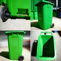 Poubelle à couvercle roulant en HDPE bleu de 100 litres avec structure autoportante, poubelle à déchets en plastique mobile écologique pour intérieur/extérieur