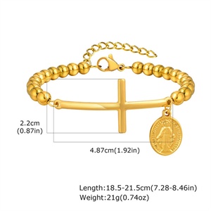 Pulsera de Rosario de la Religión Católica, Colgante de Cruz de la Virgen María, Pulseras de Joyería para Mujer - Product Image 6