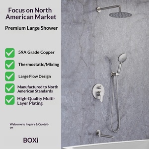 Cross-border 10-inch Concealed Pre-embedded Bathtub Outlet Handheld <b>Shower</b> Overhead <b>Shower</b> Set American Style Copper Hotel BXW-0 - Product Image 3