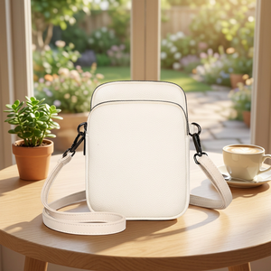 Sac bandoulière unisexe en cuir PU crème, imperméable, tendance, avec fermeture éclair, pour les voyages quotidiens - Product Image 4