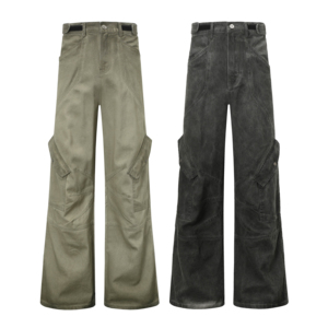 Etiqueta personalizada Street Wear Calças Vintage Sujo Lavado Stock Boot Cut Flared Fit Calças de carga <span class=keywords><strong>Jeans</strong></span> Drop Ship Cargo <span class=keywords><strong>Jeans</strong></span> - Product Image 6