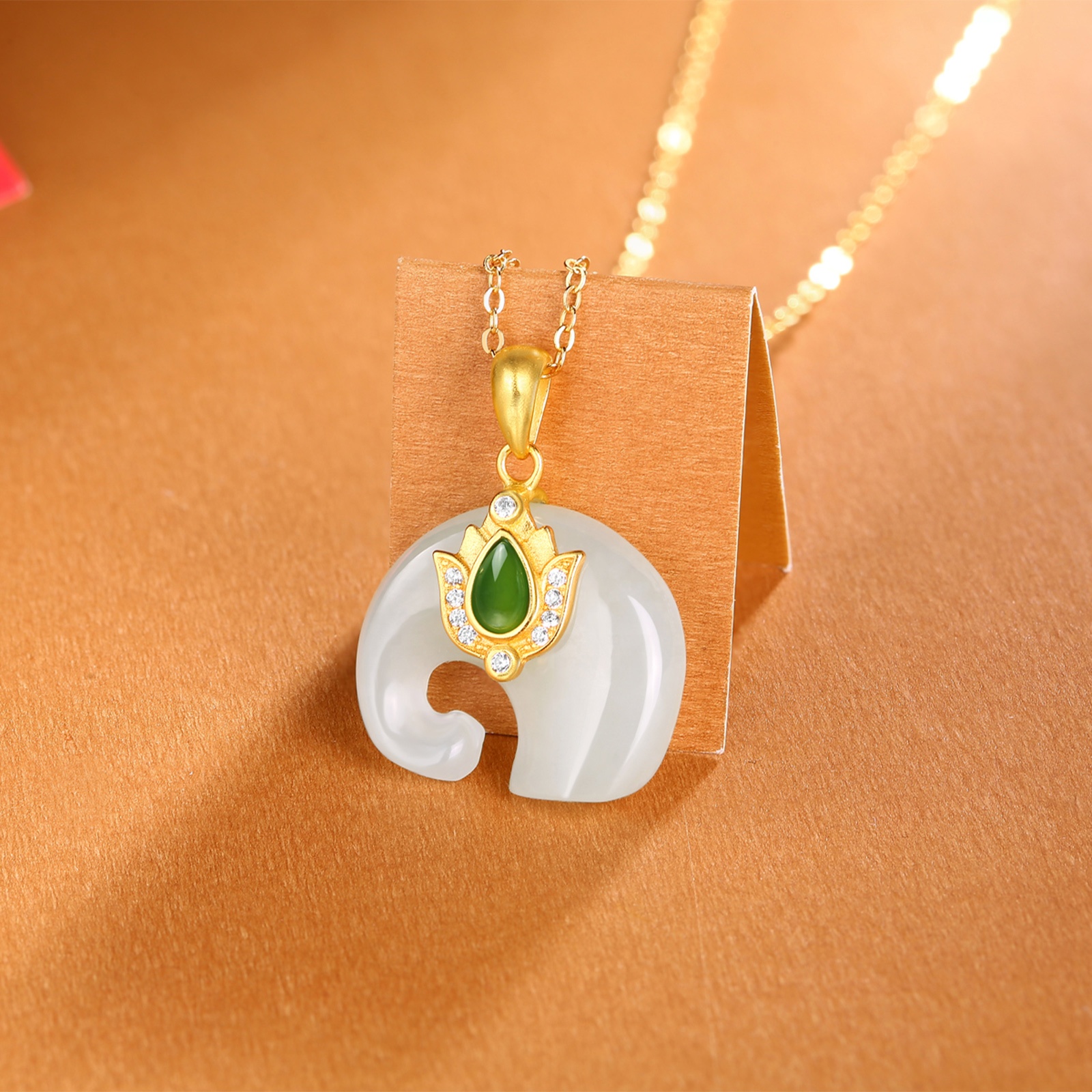 HMOIS Moissanite Jewelry Lotus Sterling 925 Silver pendants Natural Hotan White Jade moissanite diamond wholesale