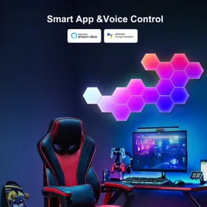 Custom DIY Mood Hexagon LED Lights Magnetic Remote Control Smart Home Wall Panels Touch Sensitive Gaming RGB Night Lights