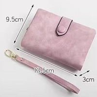 Dompet Pendek Uniseks Dompet Koin Portabel Kecil dengan Ritsleting Kulit PU Modis Dompet Tali Pergelangan Tangan dengan Banyak Slot Kartu
