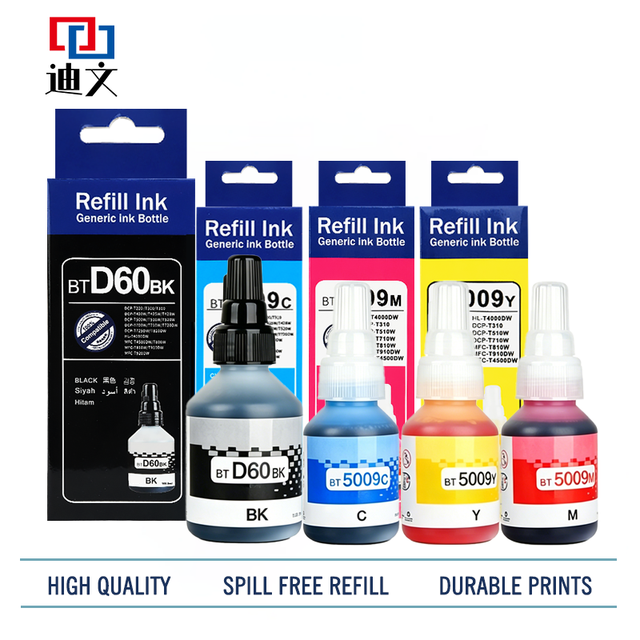 For Brother D60 BT5009 Ink Bottle MFC-T910DW T920DW T4500DW HL-T4000DW Ink Tank Refill Ink