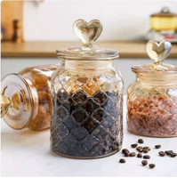 Vente en gros de pots en verre de luxe personnalisés avec revêtement électrolytique et pulvérisation de couleur, pots de rangement pour la cuisine