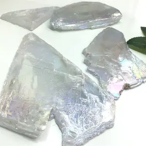Lastra di cristallo grezzo naturale Angel Aura Han Mineral Clear gesso Aura Selenite Slice per la decorazione