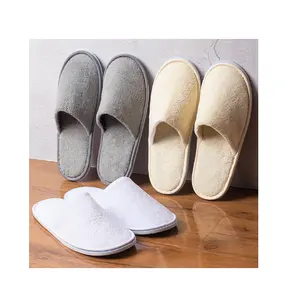 Durable in use supplier small profits perfect in workmanship new style white soft cozy anti-slip hotel slippers