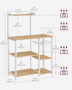 Étagère de rangement de cuisine, armoire îlot Cana, étagère de rangement domestique avec panier en fil métallique, structure en acier + plateau - Product Image 3