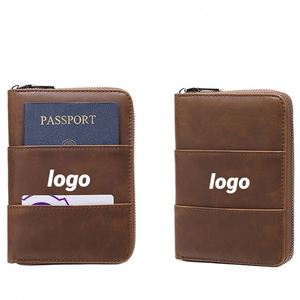 Porte-passeport en cuir Crazy Horse vintage avec protection RFID, logo personnalisé, accessoire de voyage multifonctionnel - Product Image 1