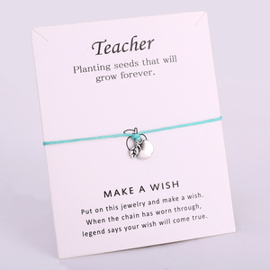 Il braccialetto del regalo del giorno dell'insegnante del produttore insegna il fascino della mela fa un braccialetto della carta dei desideri per l'insegnante - Product Image 2