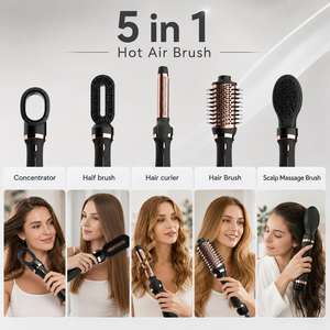 <span class=keywords><strong>Brosse</strong></span> à air chaud 5 en 1, sèche-<span class=keywords><strong>cheveux</strong></span>, fer à boucler, lisseur, peigne, styler multifonctionnel pour tous types de <span class=keywords><strong>cheveux</strong></span> - Product Image 4