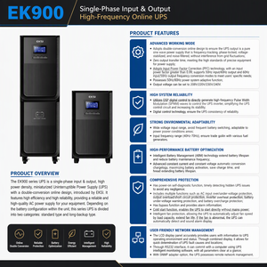 Eksi Single Phase Online UPS 3kVA Frekuensi Tinggi Gelombang Sinus Murni 110V 220V 50Hz 60Hz LCD Kontrol Digital DSP - Product Image 2