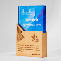 Trophée en cristal sur base en bois personnalisé en gros |   Récompense pour le design géométrique, destinée à la reconnaissance d'entreprise et à la reconnaissance des employés