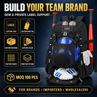 Sac à dos personnalisé OEM pour équipement de baseball avec support pour casque, sangles pour batte et compartiment à chaussures pour équipes et détaillants sportifs