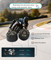 Monitor de Presión de Neumáticos de Motocicleta, Alarma para Rueda Delantera/Trasera, Pantalla TPMS en Tiempo Real con Sistema de Navegación con Proyector