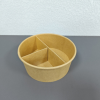 Bol en papier kraft biodégradable personnalisable Greentop, vaisselle recyclable de qualité alimentaire, bol à salade avec séparateur