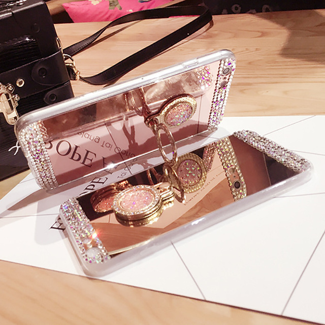 Rhinestone Mirror Phone Back Cover Case for Oppo Reno 4 Pro C11 C12 C13 C15 Realme 5 5i A32 A37 A57 A73 A73S A71 A75 A79 A83