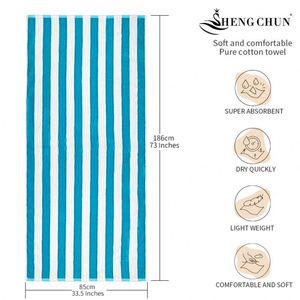 Wholesale 100% Cotton Luxury <b>Bath</b> <b>Towels</b> Blue White <b>Stripe</b> Super Absorbent Quick Dry for All Seasons Hot Sale for Beach Bathroom - Product Image 4